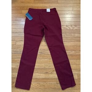 New Directions Sleek Sculpt Straight Leg Jeans Burgundy Size 8R Tummy Control